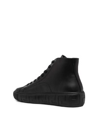 schwarze bedruckte hohe Sneakers aus Leder von Versace