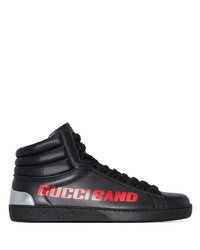 schwarze bedruckte hohe Sneakers aus Leder von Gucci