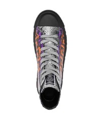 schwarze bedruckte hohe Sneakers aus Leder von Versace