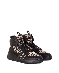 schwarze bedruckte hohe Sneakers aus Leder von Giuseppe Zanotti