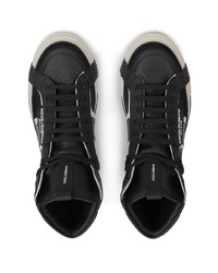 schwarze bedruckte hohe Sneakers aus Leder von Dolce & Gabbana