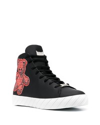 schwarze bedruckte hohe Sneakers aus Leder von Philipp Plein