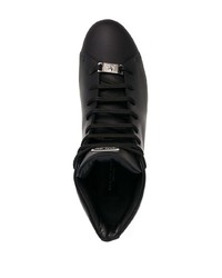 schwarze bedruckte hohe Sneakers aus Leder von Philipp Plein