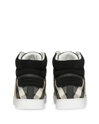 schwarze bedruckte hohe Sneakers aus Leder von Burberry