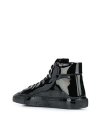 schwarze bedruckte hohe Sneakers aus Leder von Moschino