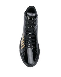 schwarze bedruckte hohe Sneakers aus Leder von Moschino