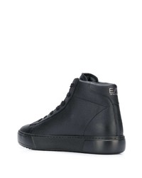 schwarze bedruckte hohe Sneakers aus Leder von Ea7 Emporio Armani