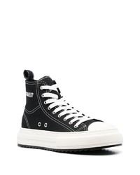 schwarze bedruckte hohe Sneakers aus Leder von DSQUARED2