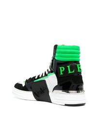 schwarze bedruckte hohe Sneakers aus Leder von Philipp Plein