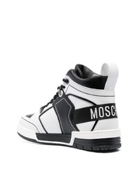 schwarze bedruckte hohe Sneakers aus Leder von Moschino