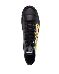 schwarze bedruckte hohe Sneakers aus Leder von Versace