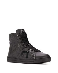 schwarze bedruckte hohe Sneakers aus Leder von Michael Kors