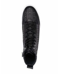 schwarze bedruckte hohe Sneakers aus Leder von Leandro Lopes