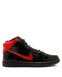 schwarze bedruckte hohe Sneakers aus Leder von Nike