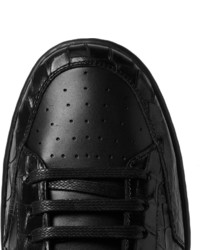 schwarze bedruckte hohe Sneakers aus Leder von Saint Laurent