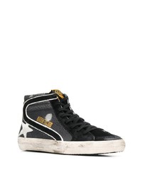 schwarze bedruckte hohe Sneakers aus Leder von Golden Goose