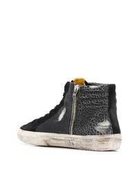 schwarze bedruckte hohe Sneakers aus Leder von Golden Goose