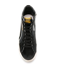 schwarze bedruckte hohe Sneakers aus Leder von Golden Goose