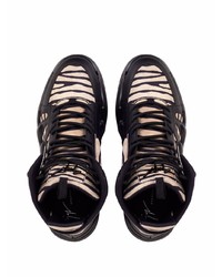 schwarze bedruckte hohe Sneakers aus Leder von Giuseppe Zanotti