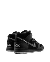 schwarze bedruckte hohe Sneakers aus Leder von Nike