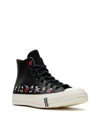 schwarze bedruckte hohe Sneakers aus Leder von Converse