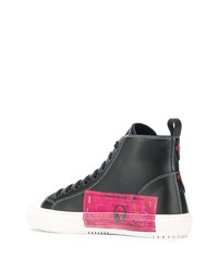 schwarze bedruckte hohe Sneakers aus Leder von Valentino Garavani