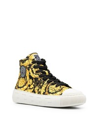 schwarze bedruckte hohe Sneakers aus Segeltuch von Versace