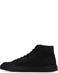 schwarze bedruckte hohe Sneakers aus Segeltuch von Moschino
