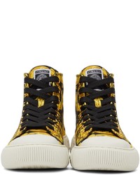 schwarze bedruckte hohe Sneakers aus Segeltuch von Versace