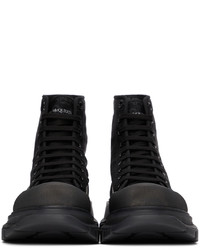 schwarze bedruckte hohe Sneakers aus Segeltuch von Alexander McQueen