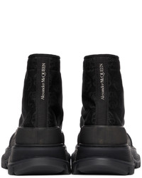 schwarze bedruckte hohe Sneakers aus Segeltuch von Alexander McQueen