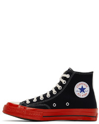 schwarze bedruckte hohe Sneakers aus Segeltuch von Comme Des Garcons Play