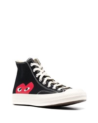 schwarze bedruckte hohe Sneakers aus Segeltuch von Comme Des Garcons Play