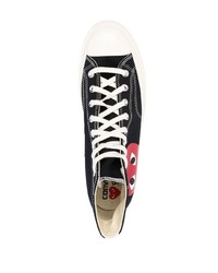 schwarze bedruckte hohe Sneakers aus Segeltuch von Comme Des Garcons Play