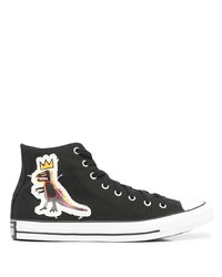 schwarze bedruckte hohe Sneakers aus Segeltuch von Converse