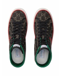 schwarze bedruckte hohe Sneakers aus Segeltuch von Gucci