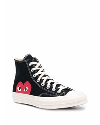 schwarze bedruckte hohe Sneakers aus Segeltuch von COMME DES GARÇONS PLAY X CONVERSE