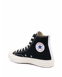 schwarze bedruckte hohe Sneakers aus Segeltuch von COMME DES GARÇONS PLAY X CONVERSE