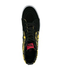 schwarze bedruckte hohe Sneakers aus Segeltuch von Vans
