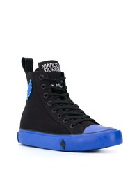 schwarze bedruckte hohe Sneakers aus Segeltuch von Marcelo Burlon County of Milan