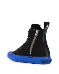 schwarze bedruckte hohe Sneakers aus Segeltuch von Marcelo Burlon County of Milan