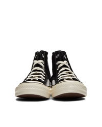 schwarze bedruckte hohe Sneakers aus Wildleder von Converse