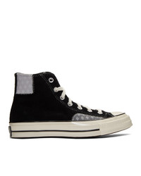schwarze bedruckte hohe Sneakers aus Wildleder von Converse