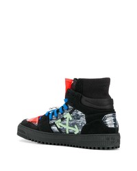 schwarze bedruckte hohe Sneakers aus Wildleder von Off-White