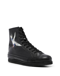 schwarze bedruckte hohe Sneakers von Yohji Yamamoto