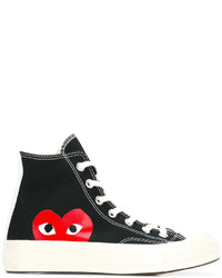 schwarze bedruckte hohe Sneakers von Comme des Garcons