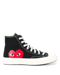 schwarze bedruckte hohe Sneakers von Comme Des Garcons Play