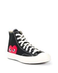 schwarze bedruckte hohe Sneakers von Comme Des Garcons Play