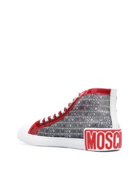 schwarze bedruckte hohe Sneakers von Moschino