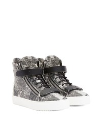 schwarze bedruckte hohe Sneakers von Giuseppe Zanotti